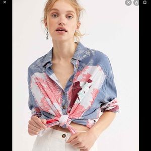 NWT Free People Run With the Waves Shirt Large